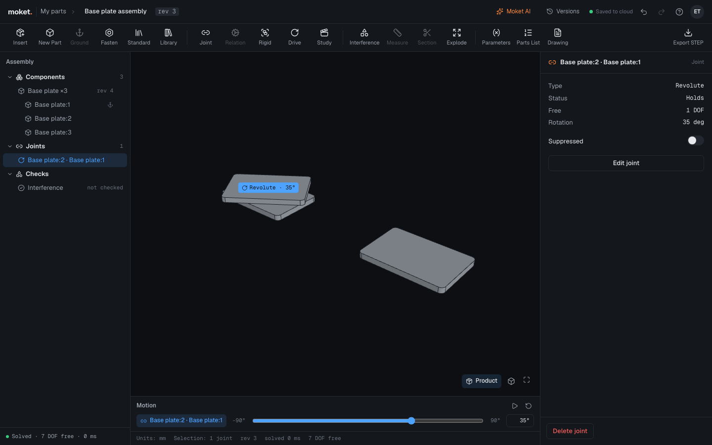 An assembly in Product view